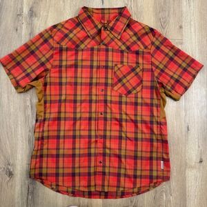 Club Ride West Short Sleeve Snap Shirt Flame Red Size XL Poison Spider EUC Cycle